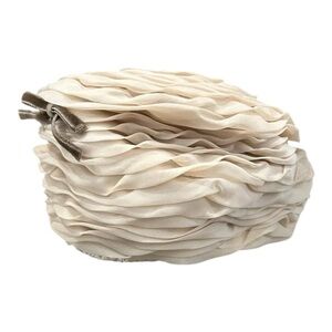Vintage Satin Juliet 1950s Union Made Cream Chiffon Pillbox Ladies Formal Hat